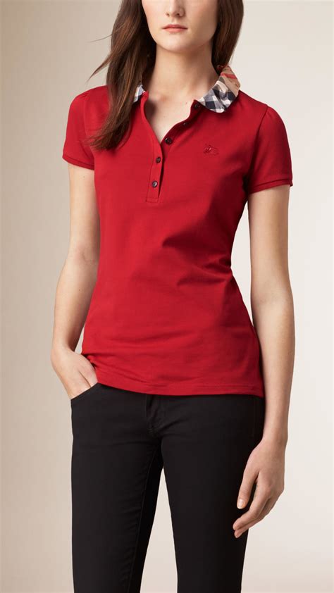 burberry red women|red Burberry polo shirt.